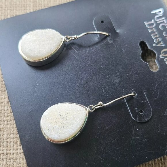 Women Earrings Fashion Earrings Pure Silver Plated Drusy Quartz Ear Jewelry - Picture 5 of 13